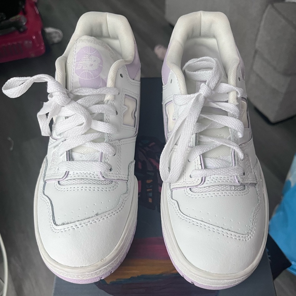Kids White and Purple Sneakers